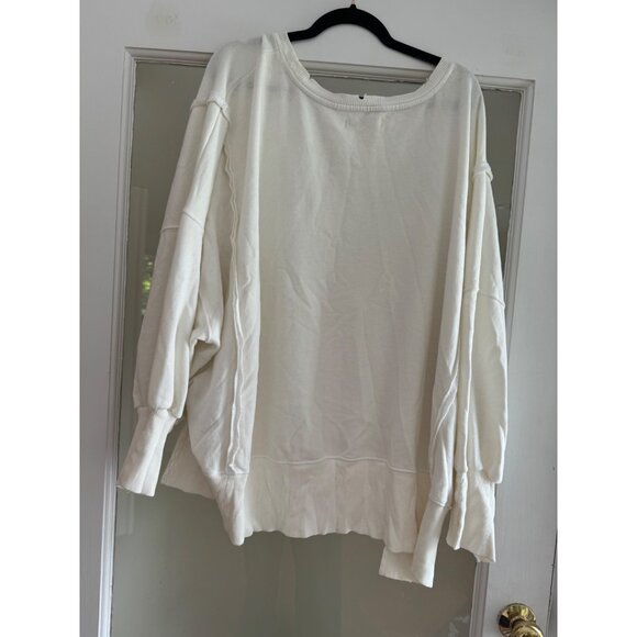 Free People We The Free Camden Sweatshirt X-Large XL NEW White Oversied - Picture 3 of 4